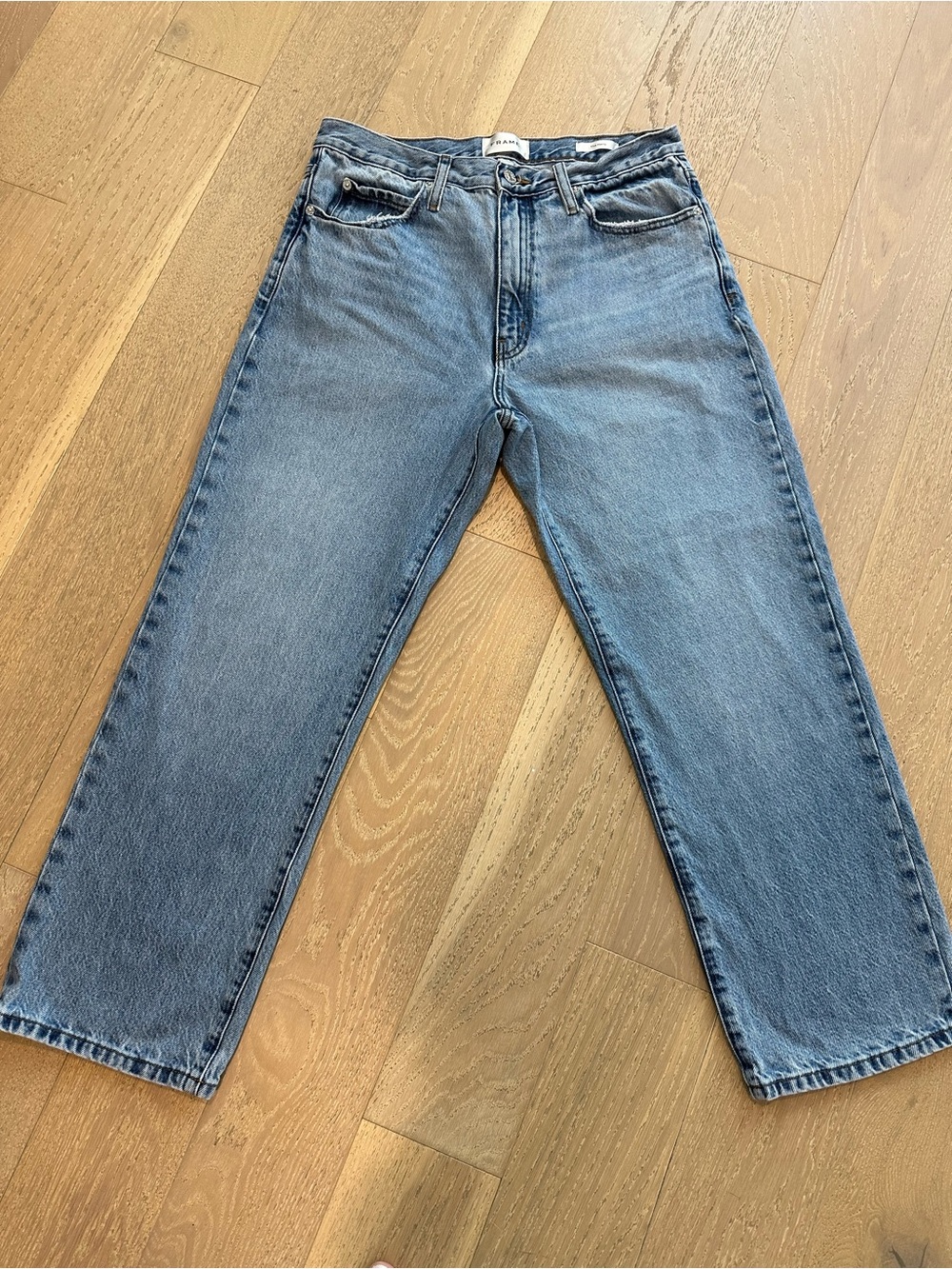 Frame Denim Women's Light Blue Cropped Straight Jeans 100% Cotton